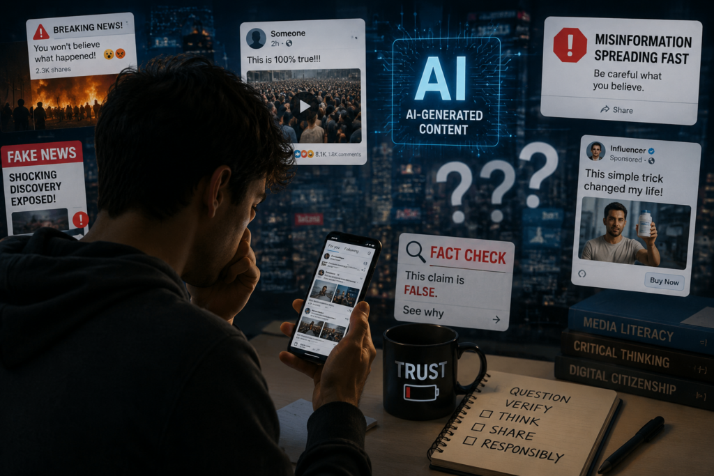 Public trust online, misinformation, and digital media concept