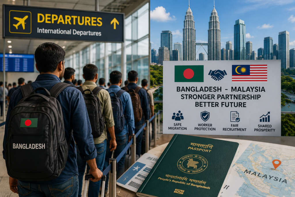 Bangladesh migrant workers and overseas labour migration concept