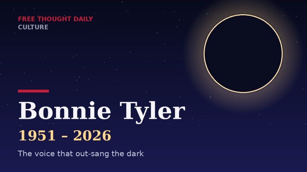 Bonnie Tyler 1951-2026 memorial graphic with total eclipse motif