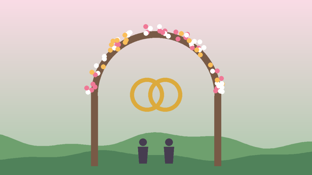 Flat illustration for Free Thought Daily: humanist weddings